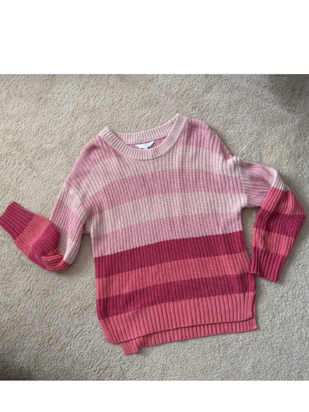 NWOT Pink Colorblock Knit Sweater Crewneck Pullover Size Large